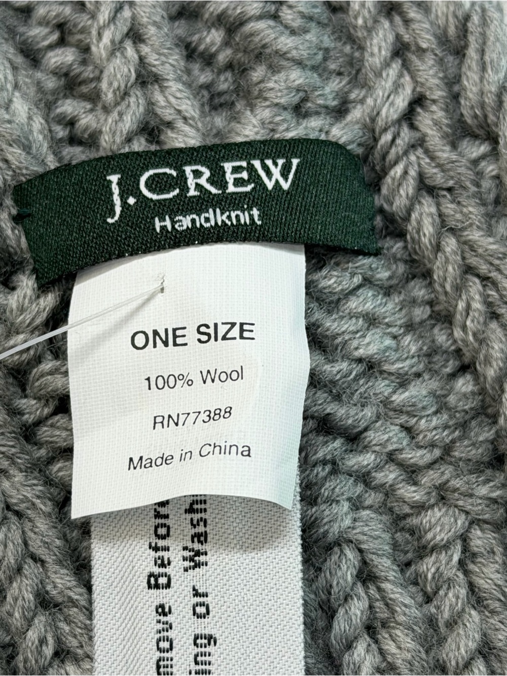 J. Crew Gray Cable Habdknit Fringe Scarf - 100% Wool - Picture 4 of 6